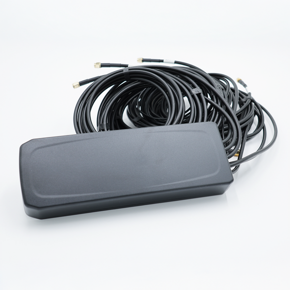 9-in-1, No Drilling- Adhesive Mount Antenna for Dashboard/Windshield 10 ft Cable, 4x 5G/LTE, 4x WiFi-6E, 1x GNSS | R4WA-G454W-10-S4S4R-B