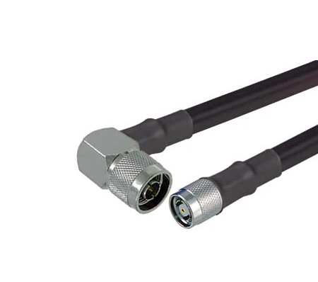 PT240-025-RTM-SNMRA: Low Loss Coax Cable - 25 Feet - RP TNC Male - Standard N Male - RT. Angle Connector