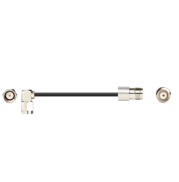PT195-001-RSMRA-RTF: 1 Feet 195 Type Low loss Cable Assembly with Reverse Polarity SMA-Male Right Angle and Reverse Polarity TNC-Female Connectors