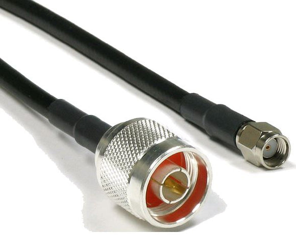 Cable coaxial de baja pérdida equivalente al tipo LMR400 - 75 pies - RP SMA macho - N macho