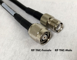 PT240-075-RTF-RTM: 50 OHM (Black) LMR240 Type equivalent type coaxial cable, 75 feet with RP TNC Female and RP TNC Male