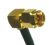 PT195-004-RTFBH-SSMRA: 4 Feet 195 Type Low loss Cable Assembly with Reverse Polarity TNC-Female Bulkhead and SMA-Male Right Angle Connectors