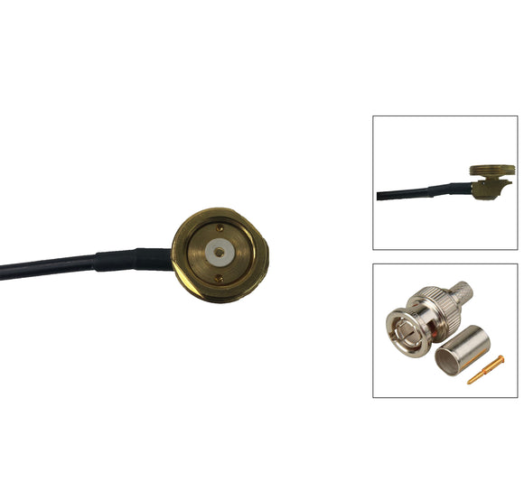 3/4 inch Brass Thru Hole NMO Mount with 17 Ft of RG-58U cable and BNC Male Connectors