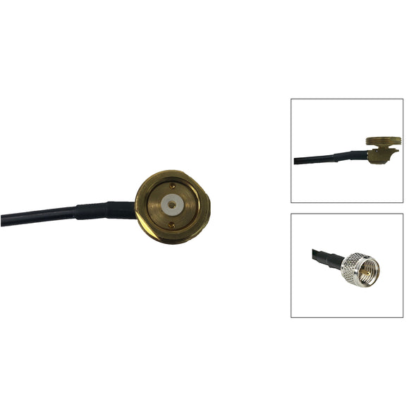 Brass 3/4 Inch Thru-Hole NMO Mount with 17 Ft. RG-58/U Cable and Installed Mini UHF Connectors
