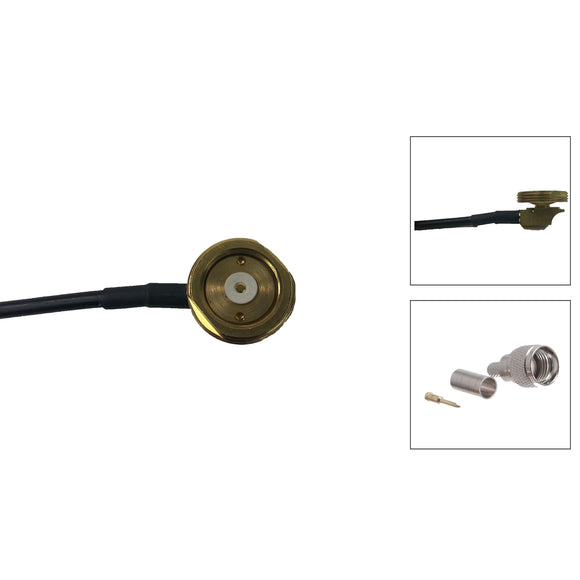 Brass 3/4 Inch Thru-Hole NMO Mount with 17 Ft. RG-58/U Cable with Mini UHF Male Connectors