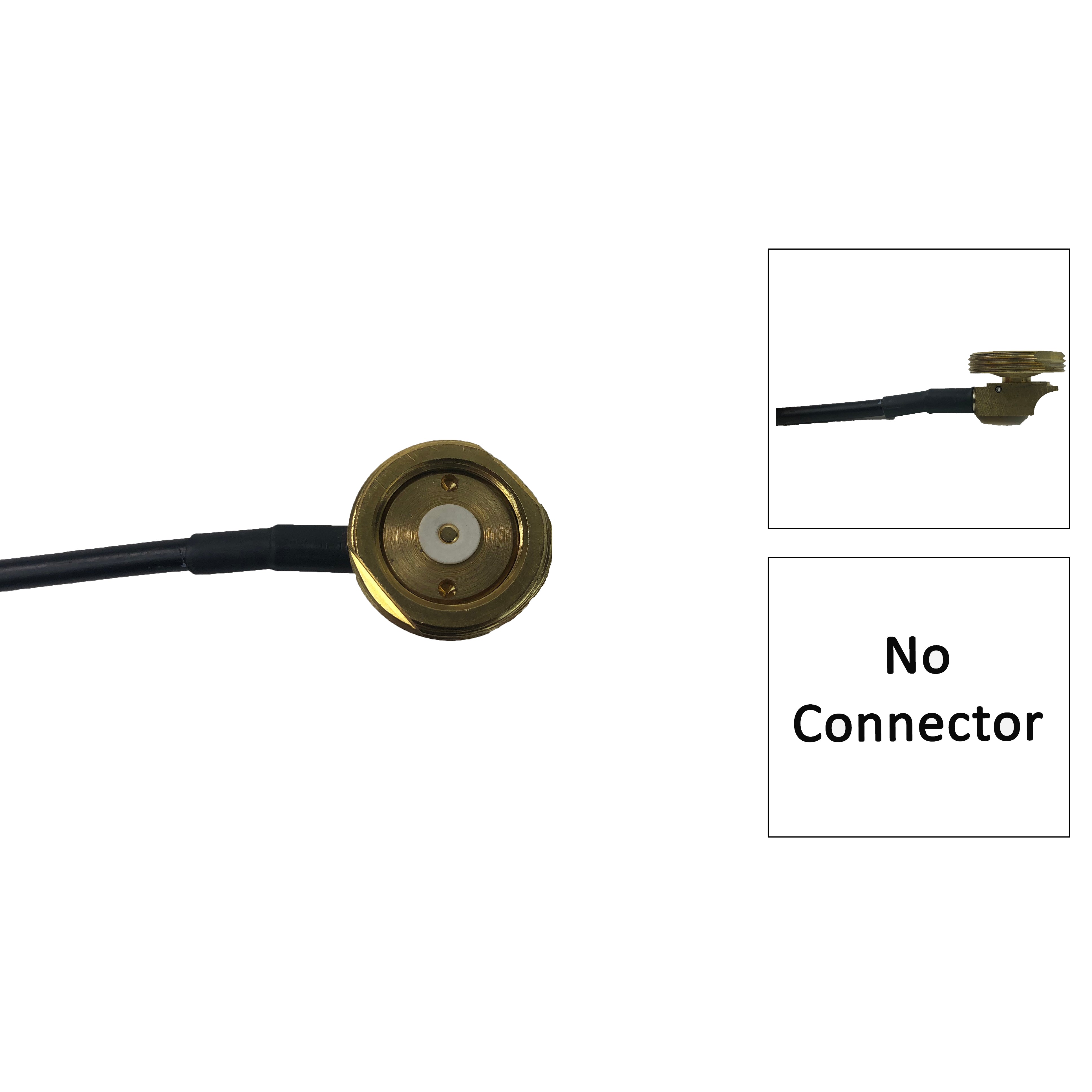 Montaje NMO de latón con orificio pasante de 3/4 de pulgada y 17 pies. Cable RG-58/U y Sin Conectores