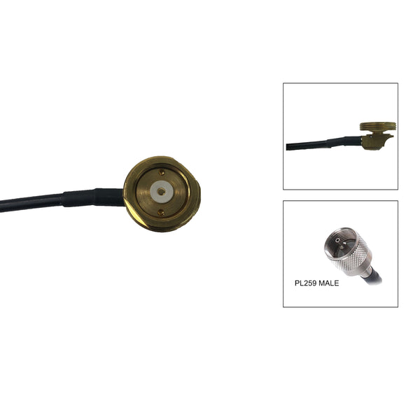 Brass 3/4 Inch Thru-Hole NMO Mount with 17 Ft. RG-58/U Cable and UHF Male (PL 259) Connectors Installed