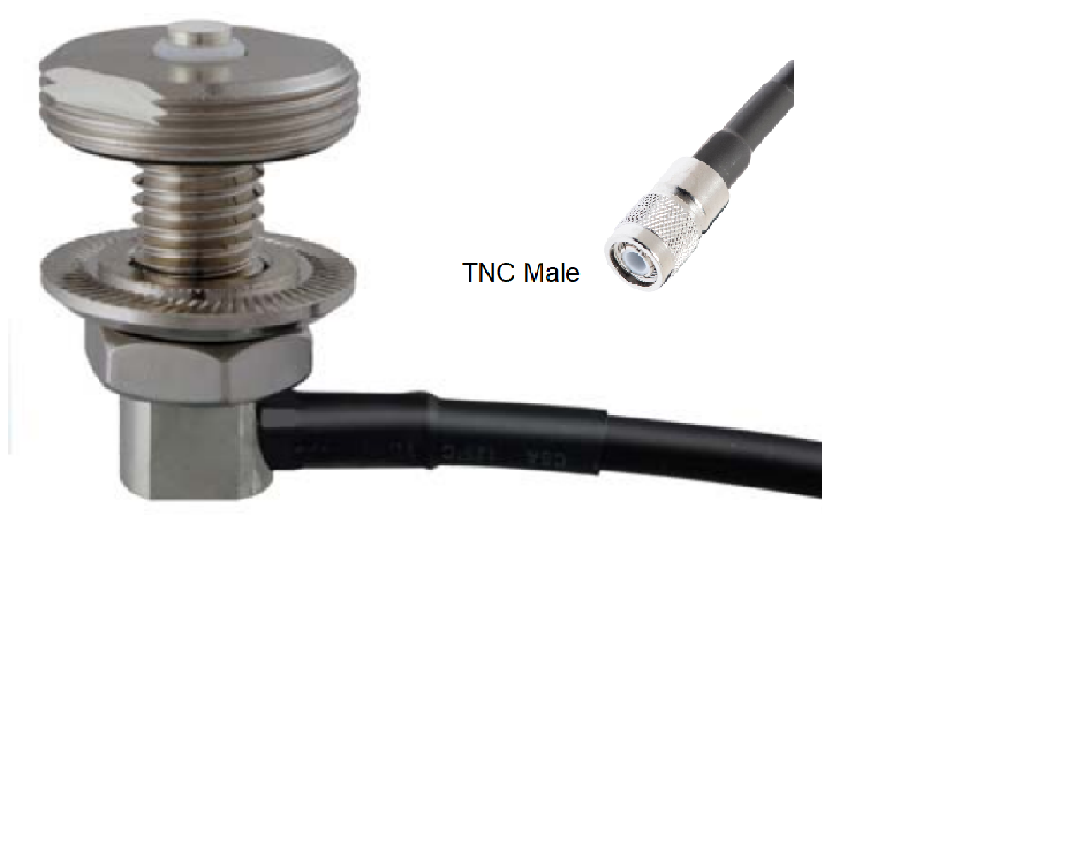Adjustable NMO Antenna Mount for Thick Surface Up To 1/2 Inch. 17 ft. Low Loss 195 Cable & TNC-Male. RNMOV-195-STM-C-17I