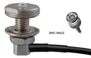 Soporte de antena NMO ajustable para superficies gruesas de hasta 1/2 pulgada. Cable 195 de baja pérdida de 17 pies y BNC-macho. RNMOV-195-SBM-C-17I