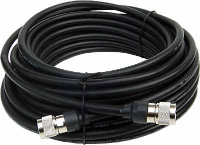 PT400-025-MUF-SNF: Cable coaxial tipo equivalente LMR400 de 50 ohmios (negro). 25 Pies Con Mini-UHF Hembra y Estándar N Hembra