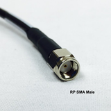 Soporte NMO magnético de alta resistencia para condiciones de alta vibración, cable 195 de 12 pies con conector macho RP SMA instalado, con PESTAÑA DE EXTRACCIÓN y alivio de tensión | RNMOM-195-RSM-B-12I-ST