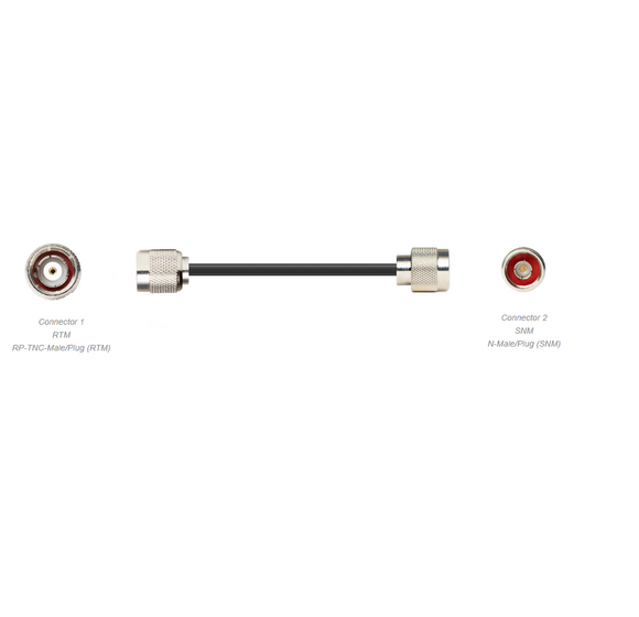PT240-065-RTM-SNM: 65 Feet 240 Type Low loss Cable Assembly with Reverse Polarity TNC-Male and N-Male Connectors