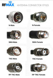 PT195-001-SNF-SSF: Conjunto de cables LMR 195 de 1 pie con conectores N-hembra y SMA-hembra