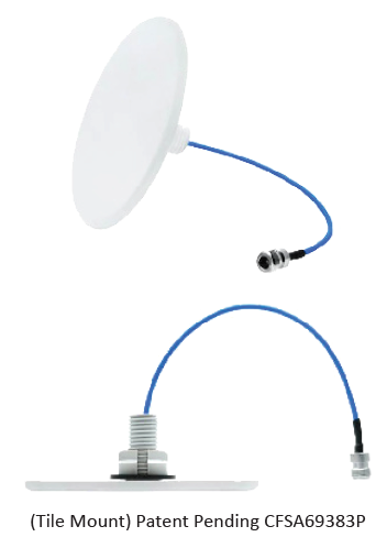 CFSA69383P-B30D43F: Bulk Pack (16 pcs per pack) Ultra Low Profile / Low PIM Ceiling Tile Mount Antenna, 698-960 MHz/1350-1550 MHz/1690-3800 MHz with 4.3-10 female connector