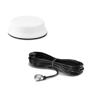 GPSNMO07: Antena GPS Pulse-Larsen blanca de perfil bajo con soporte NMO, cable de 17 pies, conector SMB instalado