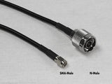 PT058-002-SNM-SSM: Conjunto de cable RG58 de 2 pies con conectores N-Macho y SMA-Macho