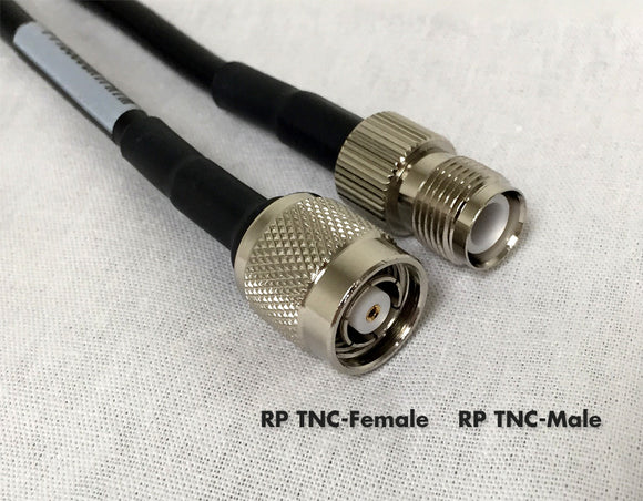 PT195-001-RTF-RTM: 1 Feet LMR 195 Cable Assembly with RP TNC-Female and RP TNC-Male Connectors