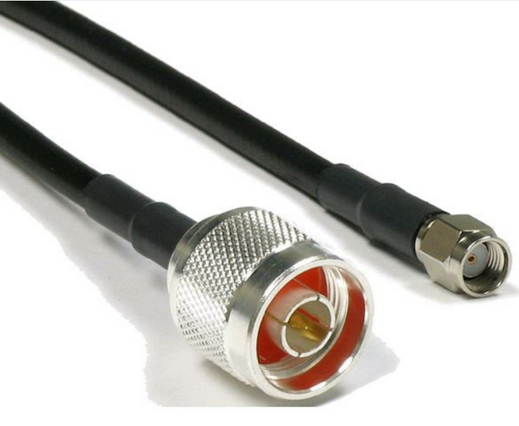PT40F-015-RSM-SNM: Cable coaxial ultra flexible tipo equivalente LMR400 de 50 ohmios (negro). 15 pies con macho N estándar y macho RP SMA