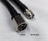 400 Type Low Loss Coax Cable - 15 Feet - N Male - RP TNC Male