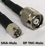 PTW195-006-RTMRA-SSM: White 195 Cable - RPTNC-Male Right Angle to Standard SMA-Male - 6 Foot