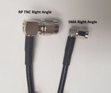 PT195-020-RTMRA-SSMRA: Cable coaxial tipo equivalente LMR195 de 50 ohmios (negro). 20 pies con polaridad inversa TNC macho - ángulo recto y estándar SMA macho - ángulo recto