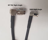 PT058-002-RTMRA-SSMRA- Conjunto de cable RG58 de 2 pies con conector macho de ángulo recto RP TNC y ángulo recto macho SMA